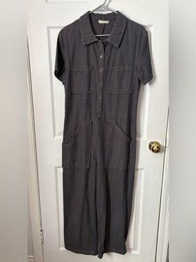 LACAUSA Charcoal Short-Sleeve Utility Jumpsuit
